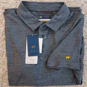 NWT Jack Nicklaus Golf Polo Shirt Mens Size Large Grey Striped Short Sleeve